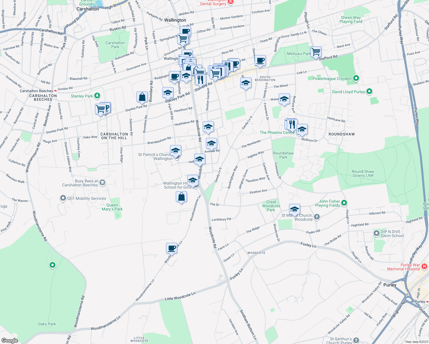 map of restaurants, bars, coffee shops, grocery stores, and more near 127 Onslow Gardens in Greater London