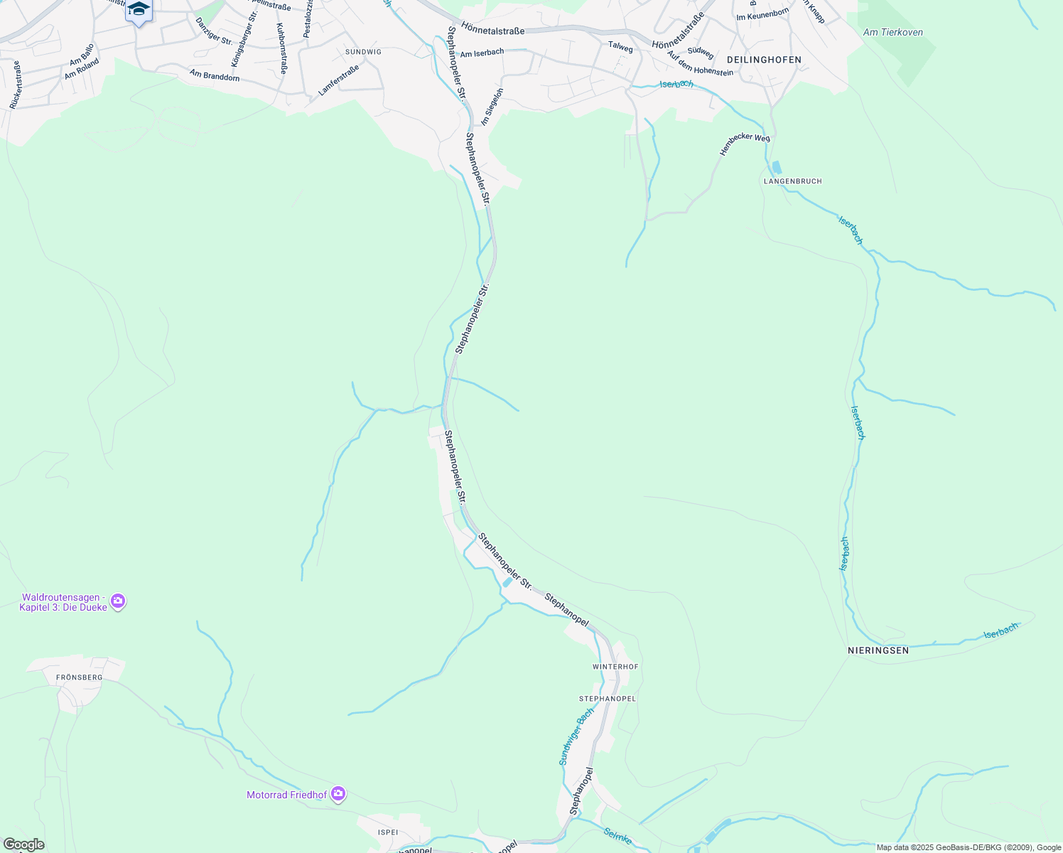map of restaurants, bars, coffee shops, grocery stores, and more near Hochgiebelweg in Hemer