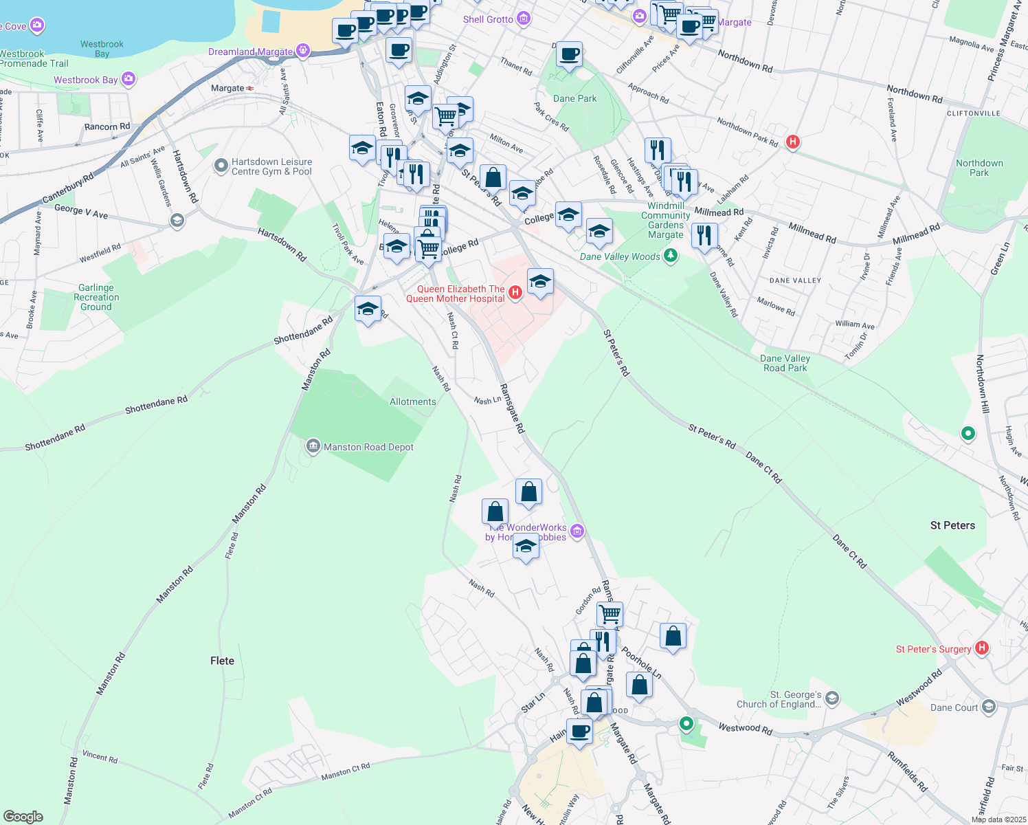 map of restaurants, bars, coffee shops, grocery stores, and more near in Kent