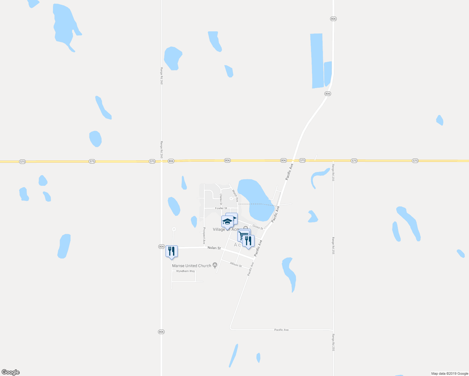 map of restaurants, bars, coffee shops, grocery stores, and more near 832 Walsh Avenue in Acme