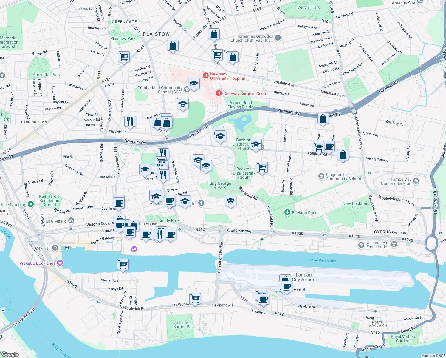 map of restaurants, bars, coffee shops, grocery stores, and more near 201 Bishopsgate in Greater London