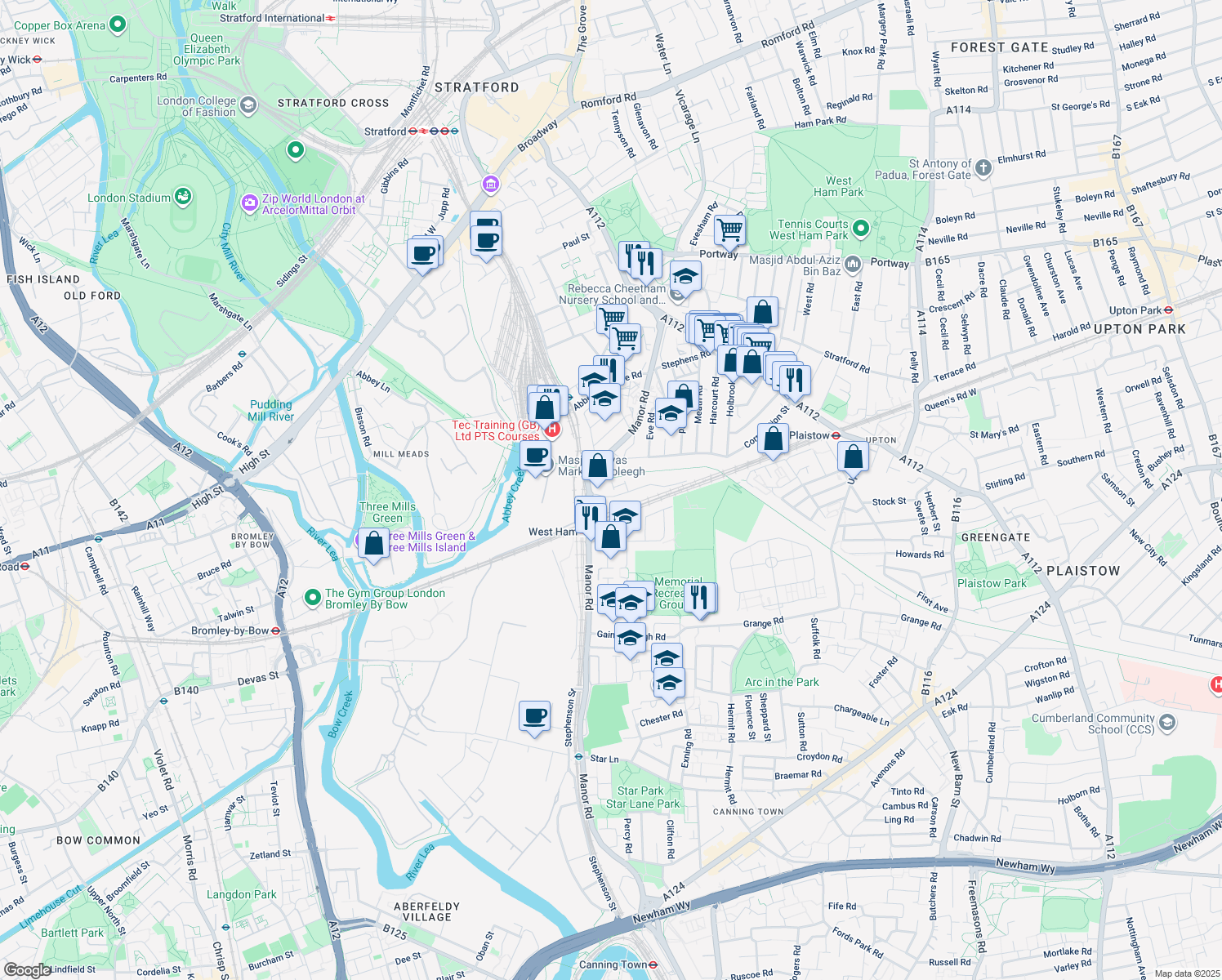 map of restaurants, bars, coffee shops, grocery stores, and more near 9 Tom Nolan Close in Greater London