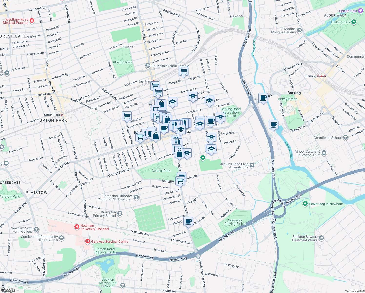 map of restaurants, bars, coffee shops, grocery stores, and more near Nelson Street in Greater London