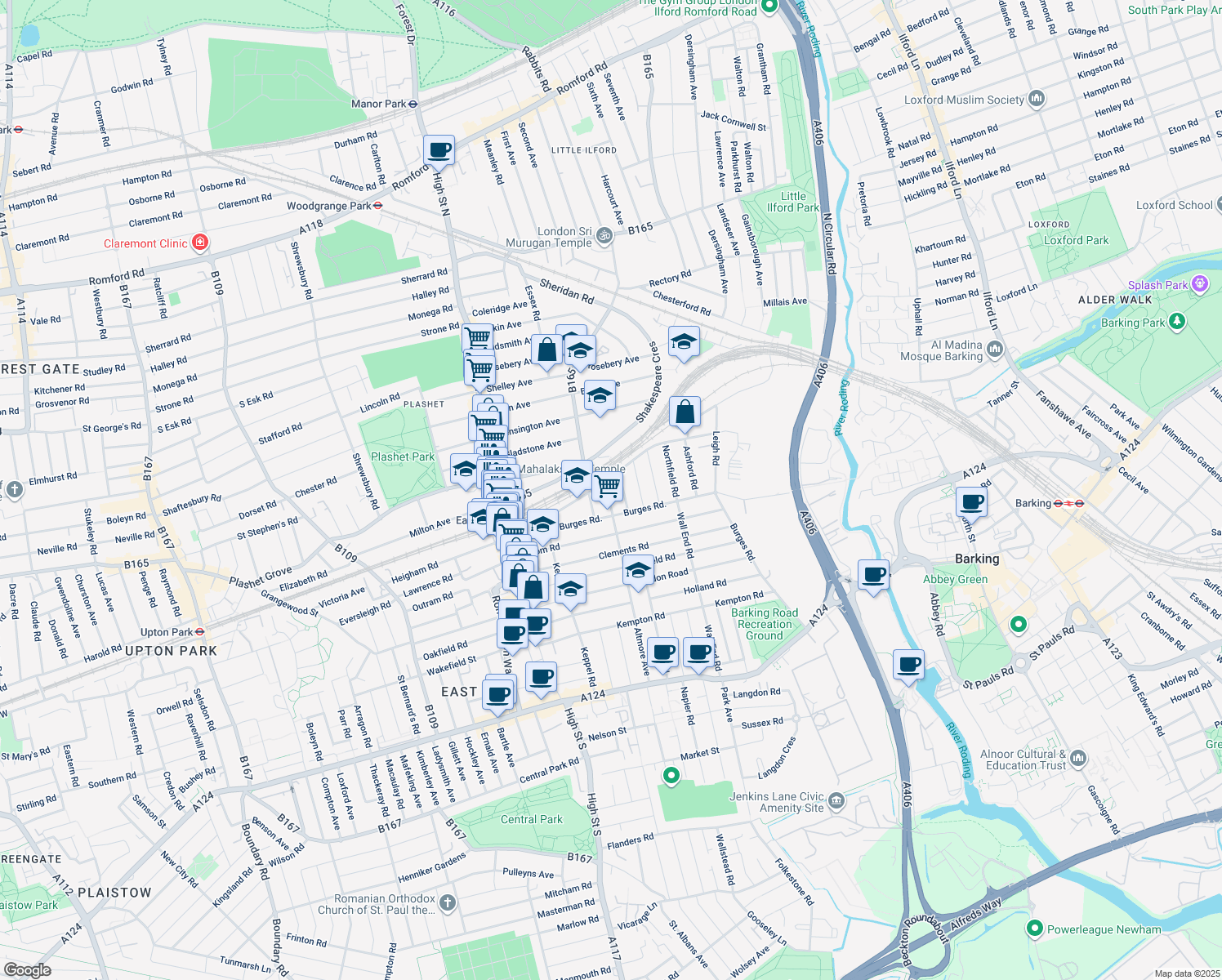 map of restaurants, bars, coffee shops, grocery stores, and more near 174 Altmore Avenue in Greater London