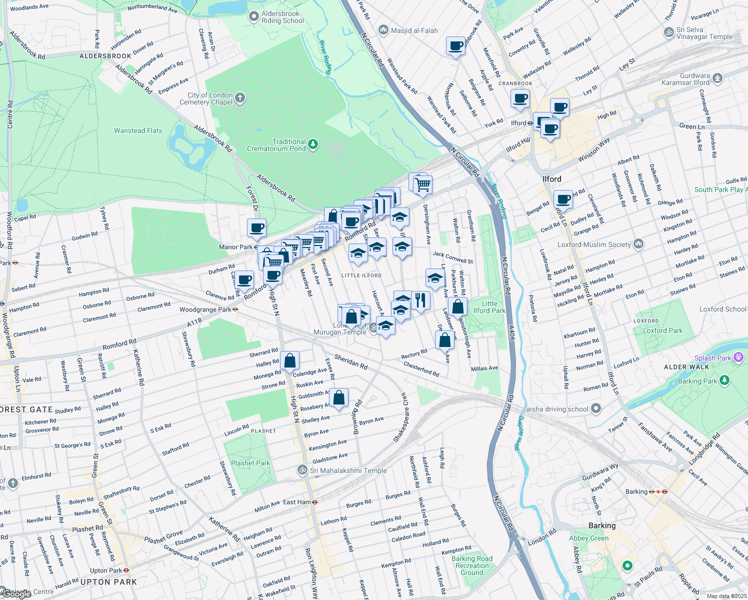 map of restaurants, bars, coffee shops, grocery stores, and more near 110 Sixth Avenue in London