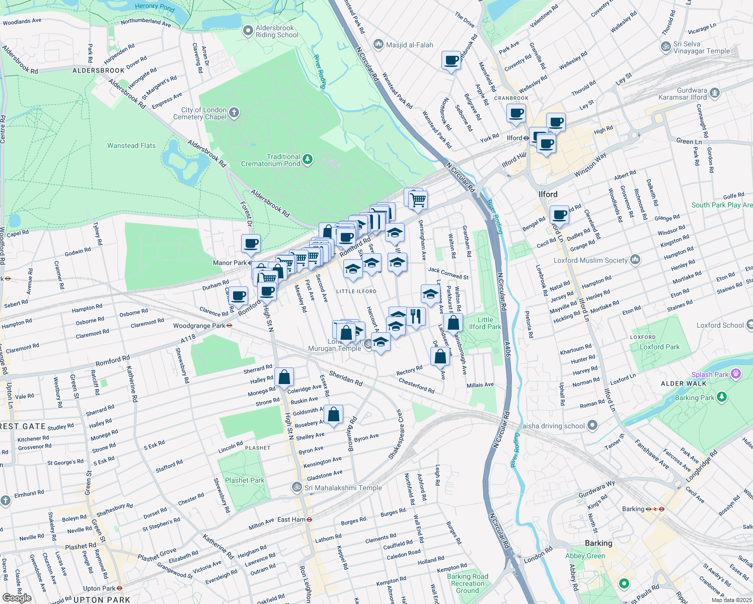map of restaurants, bars, coffee shops, grocery stores, and more near 110 Sixth Avenue in Greater London