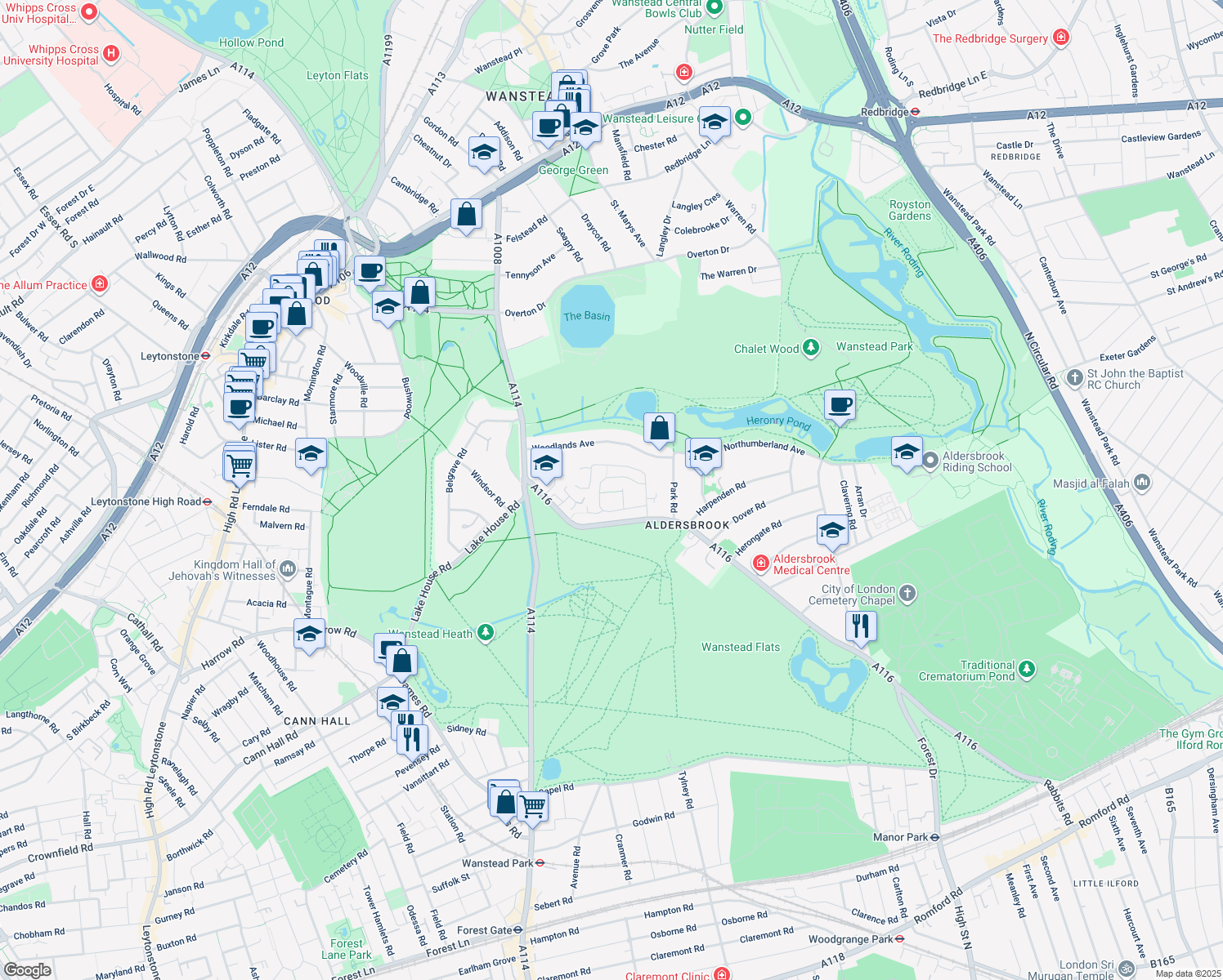 map of restaurants, bars, coffee shops, grocery stores, and more near in London