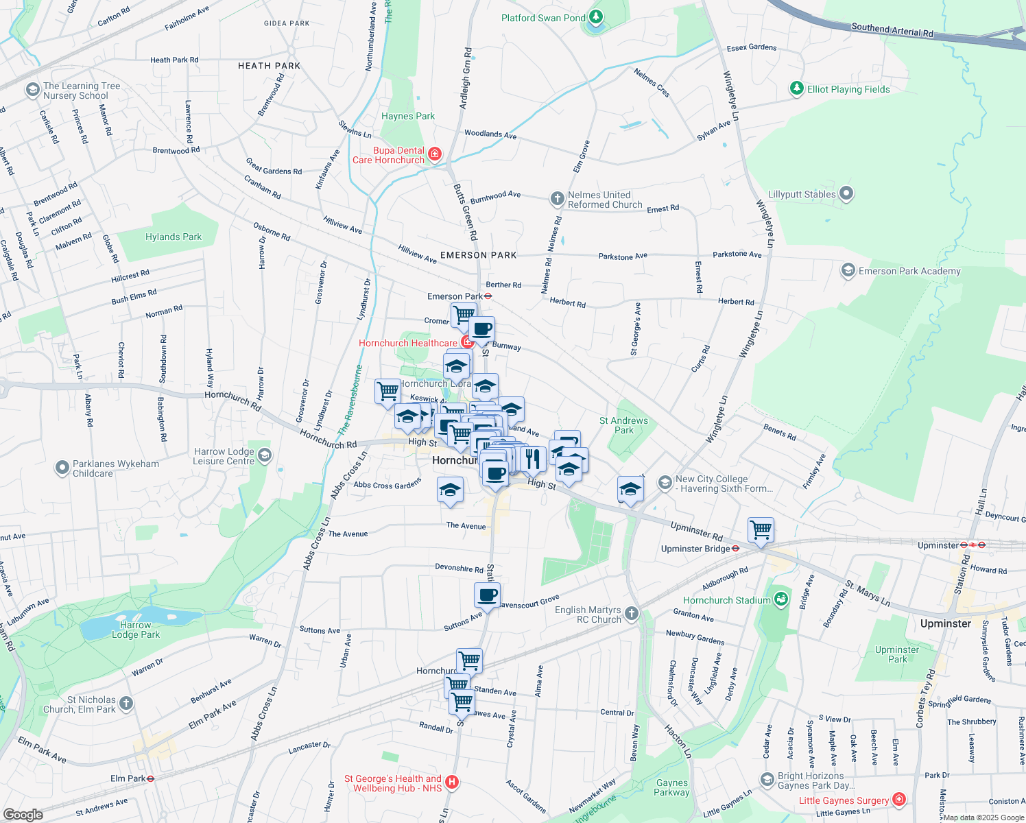 map of restaurants, bars, coffee shops, grocery stores, and more near 2 Bonnett Mews in Greater London