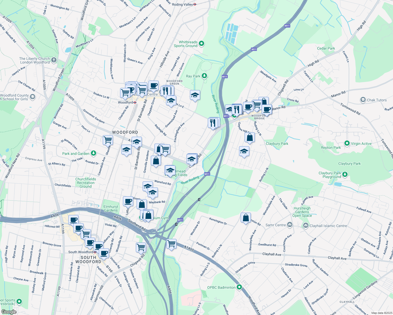 map of restaurants, bars, coffee shops, grocery stores, and more near in 