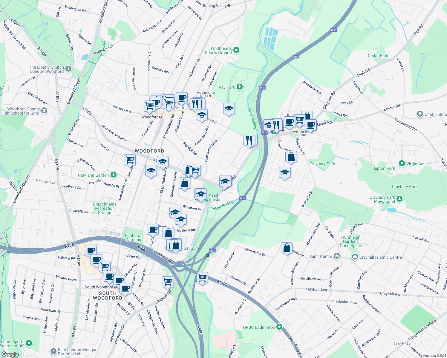 map of restaurants, bars, coffee shops, grocery stores, and more near in 