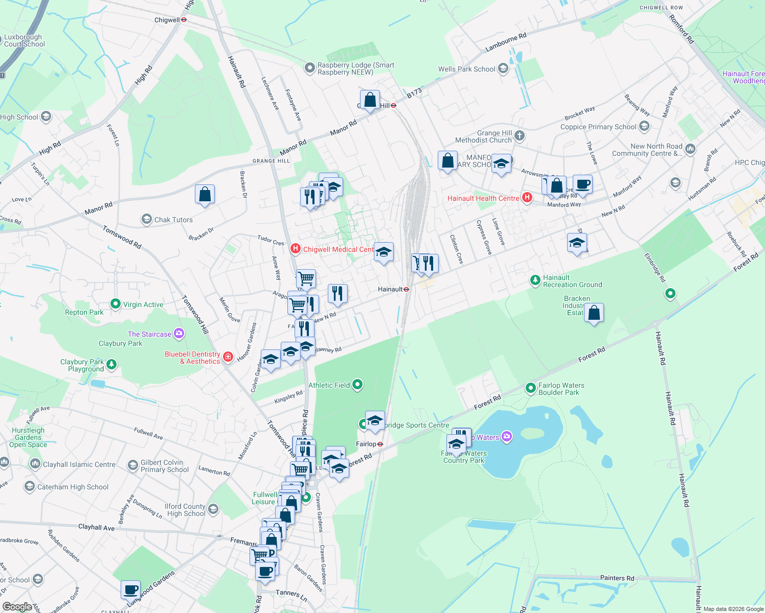 map of restaurants, bars, coffee shops, grocery stores, and more near 1A Hazelbrouck Gardens in Greater London