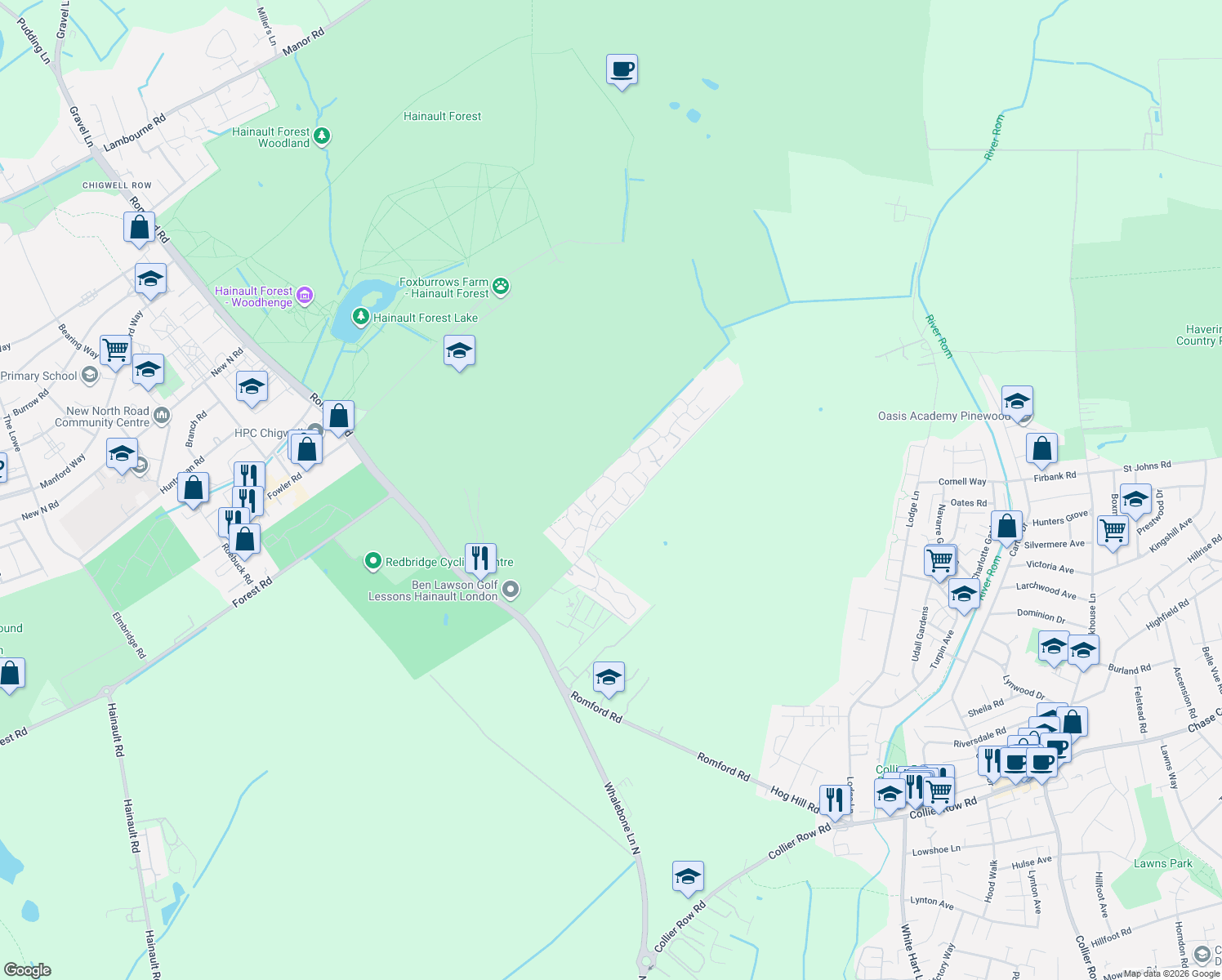 map of restaurants, bars, coffee shops, grocery stores, and more near in Greater London