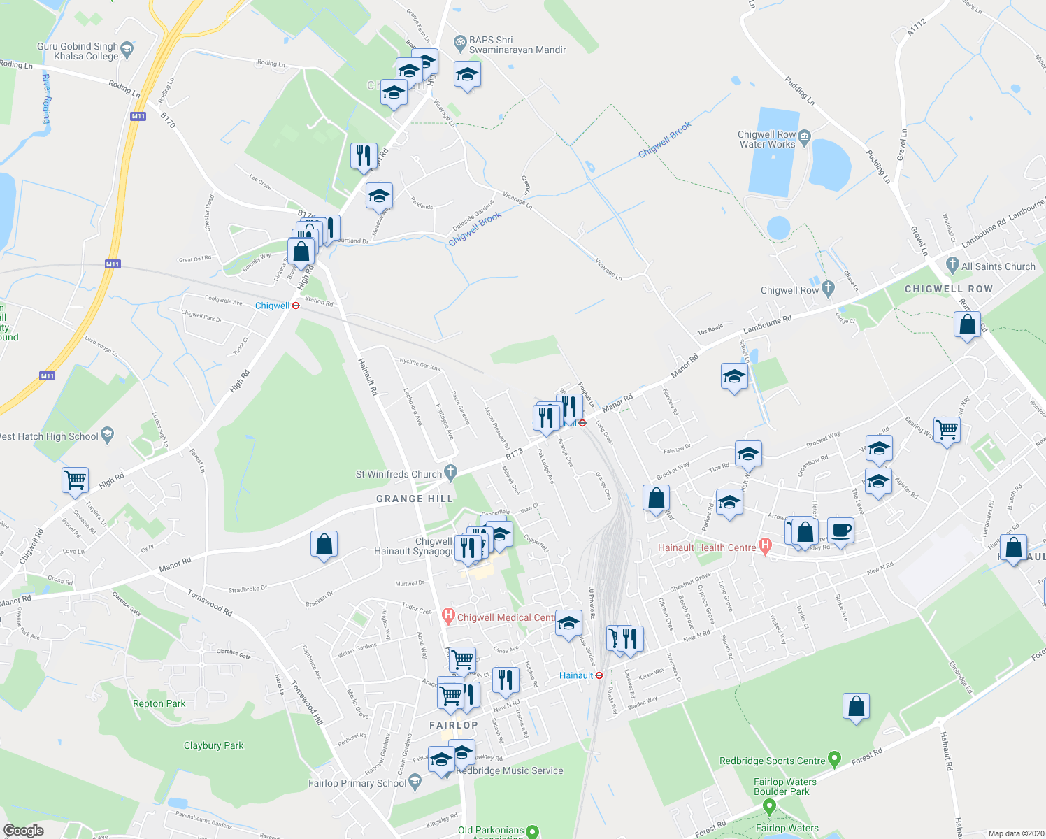 map of restaurants, bars, coffee shops, grocery stores, and more near 11 Mount Pleasant Road in Essex