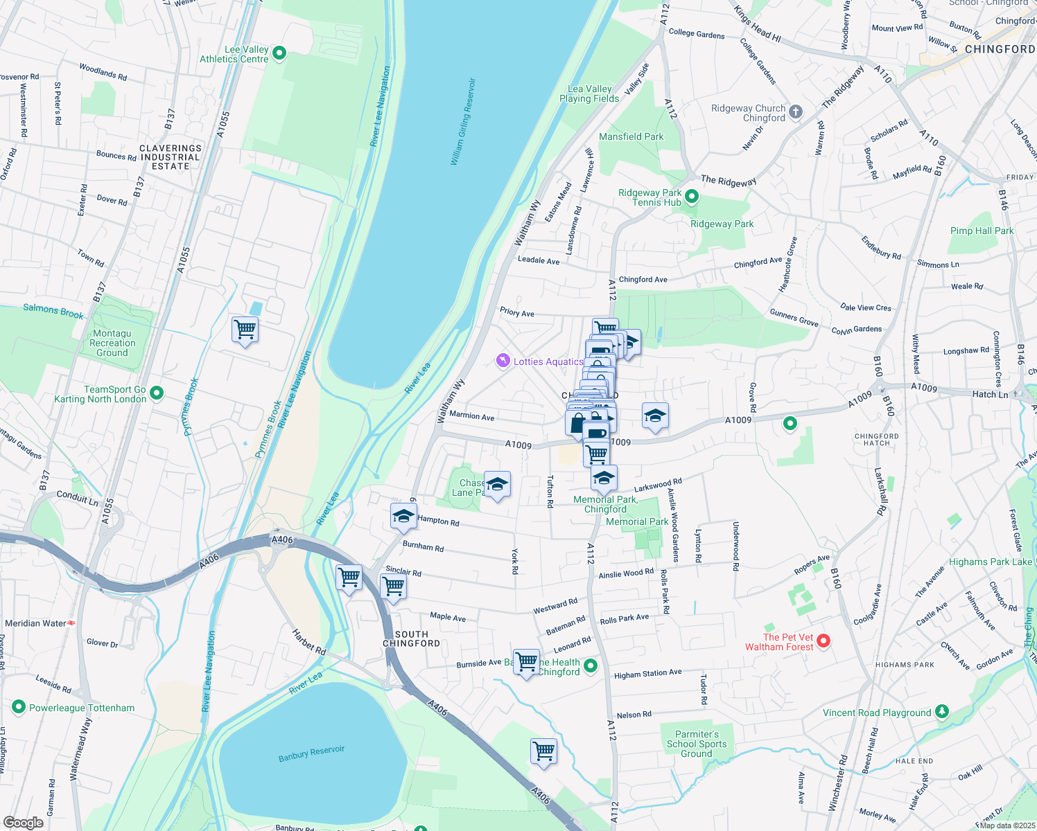 map of restaurants, bars, coffee shops, grocery stores, and more near 60 Marmion Avenue in Greater London