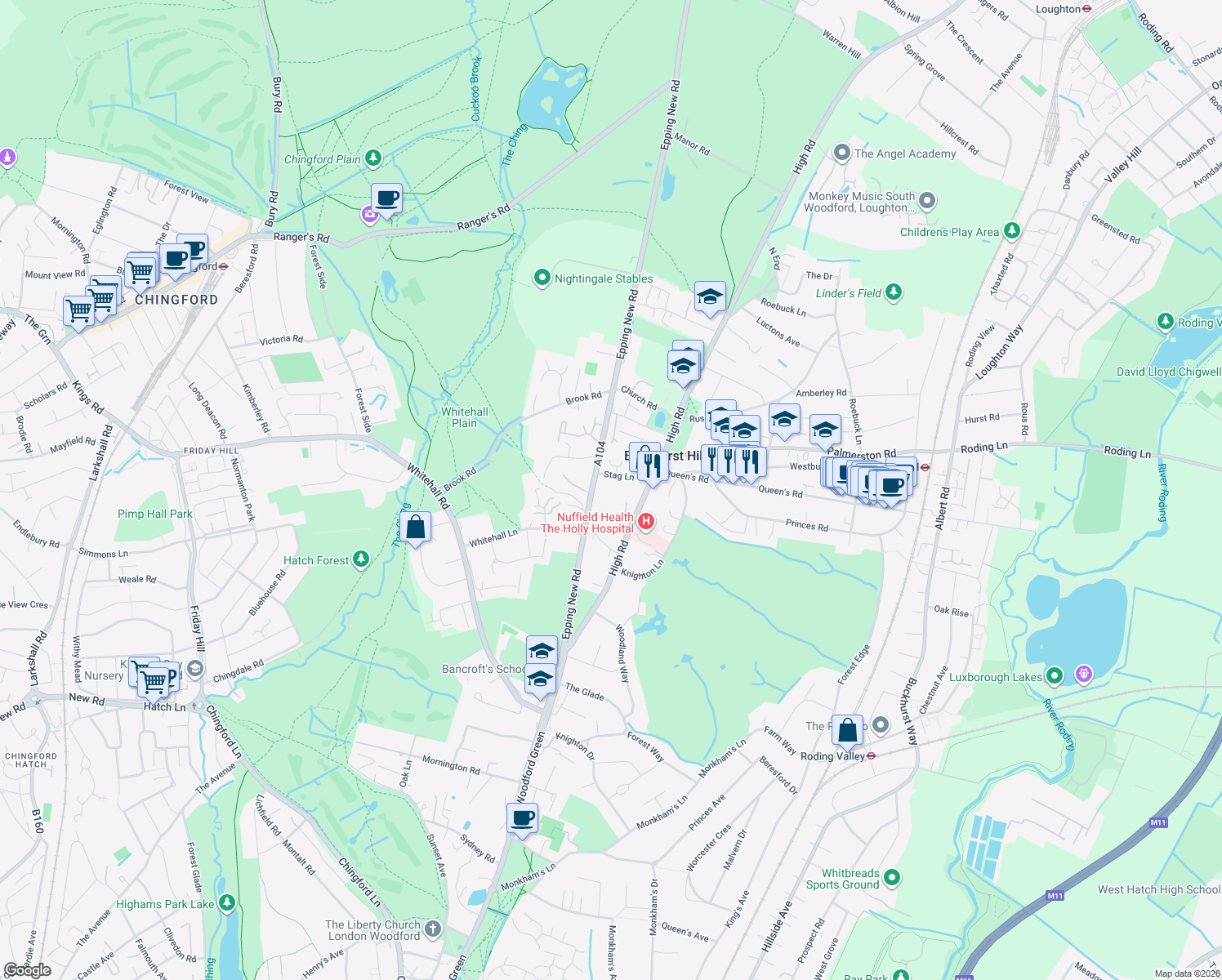 map of restaurants, bars, coffee shops, grocery stores, and more near in 