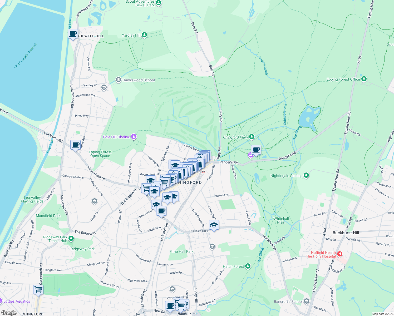 map of restaurants, bars, coffee shops, grocery stores, and more near 3 Farnley Road in Greater London