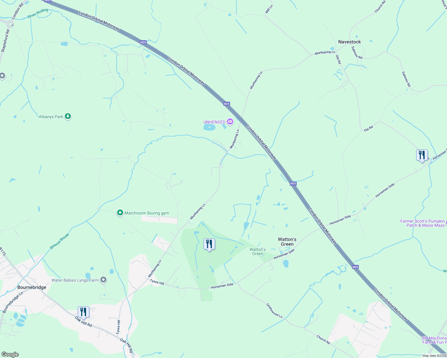 map of restaurants, bars, coffee shops, grocery stores, and more near in Navestock