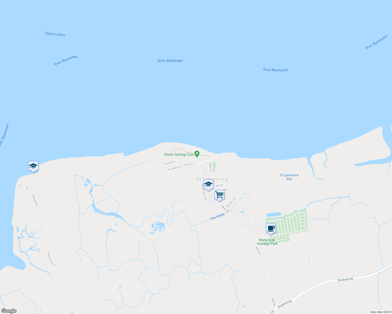 map of restaurants, bars, coffee shops, grocery stores, and more near Tinnocks Ln in Essex