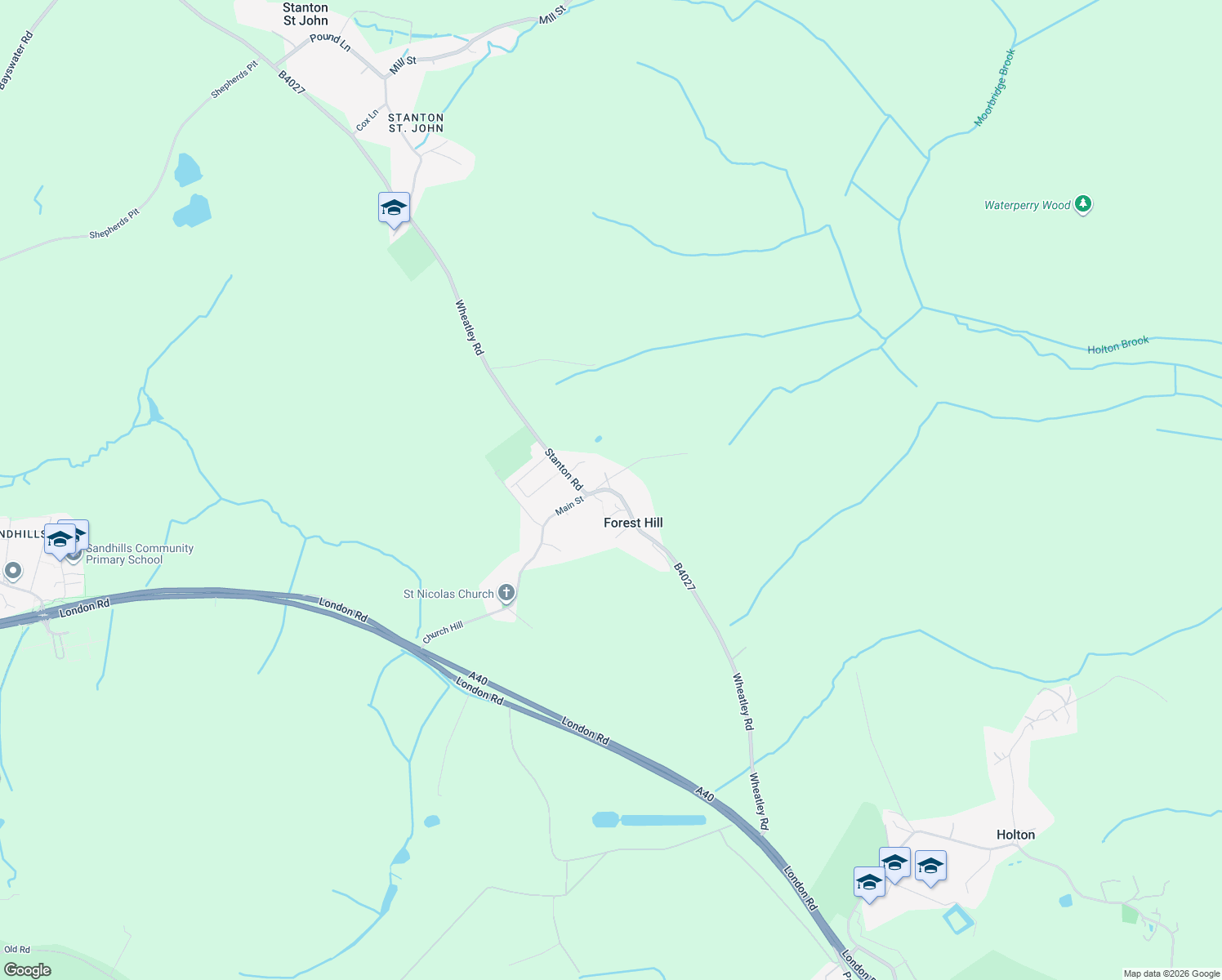 map of restaurants, bars, coffee shops, grocery stores, and more near Wheatley Rd in Oxfordshire