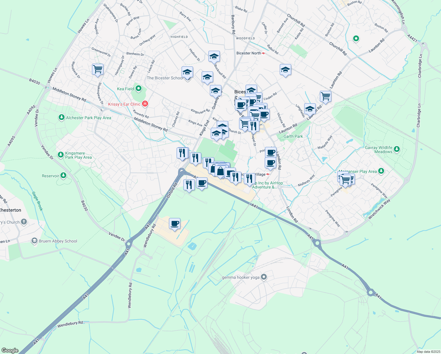 map of restaurants, bars, coffee shops, grocery stores, and more near 450 Pingle Drive in Oxfordshire