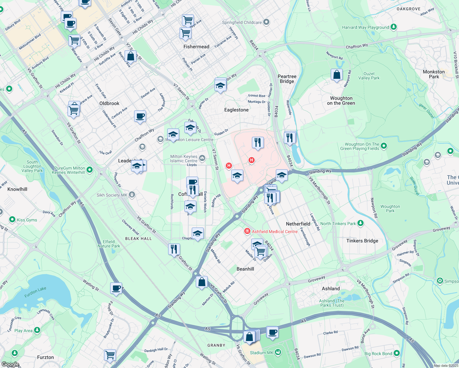 map of restaurants, bars, coffee shops, grocery stores, and more near in Buckinghamshire