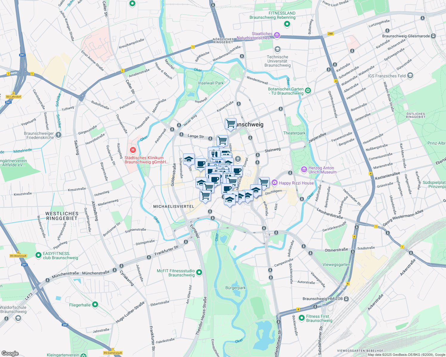 map of restaurants, bars, coffee shops, grocery stores, and more near in Brunswick