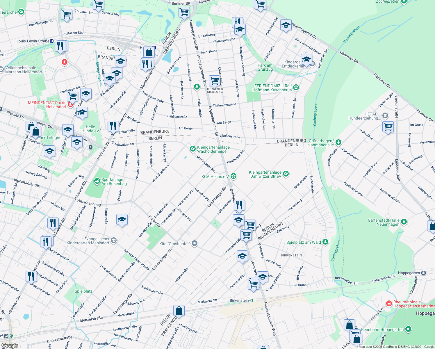 map of restaurants, bars, coffee shops, grocery stores, and more near 42 Bremer Straße in Berlin
