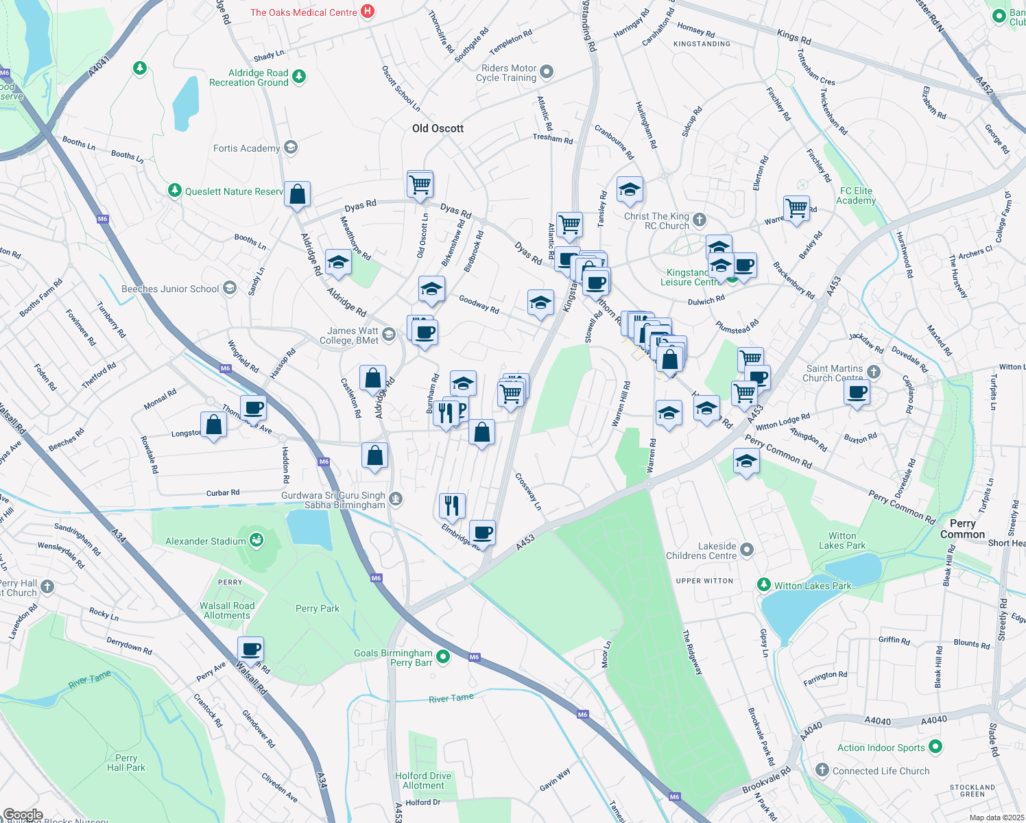 map of restaurants, bars, coffee shops, grocery stores, and more near  in 