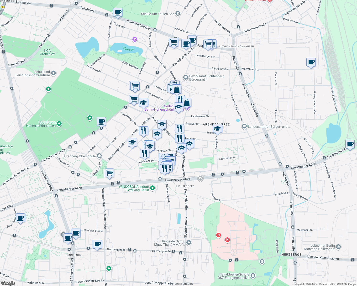 map of restaurants, bars, coffee shops, grocery stores, and more near in Berlin