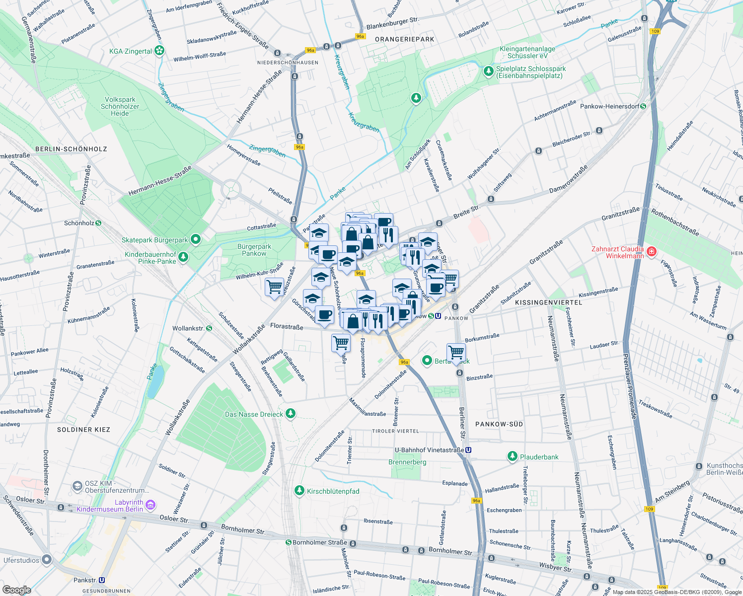 map of restaurants, bars, coffee shops, grocery stores, and more near 11 Mühlenstraße in Berlin
