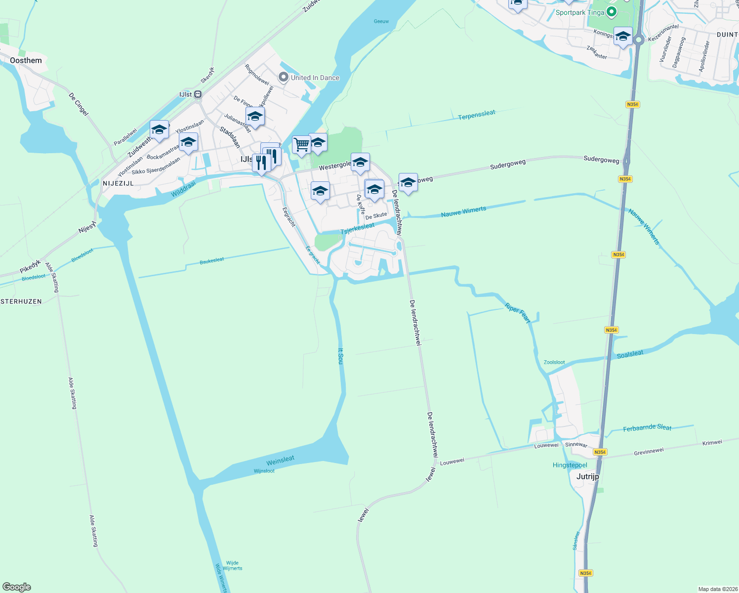 map of restaurants, bars, coffee shops, grocery stores, and more near in IJlst