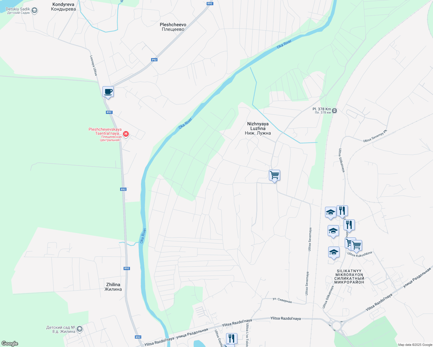 map of restaurants, bars, coffee shops, grocery stores, and more near in Orlovsky District