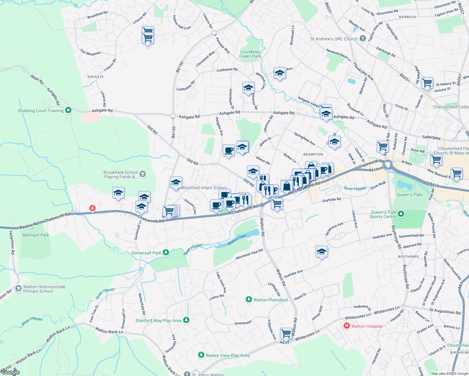 map of restaurants, bars, coffee shops, grocery stores, and more near 33 Heaton Street in Derbyshire