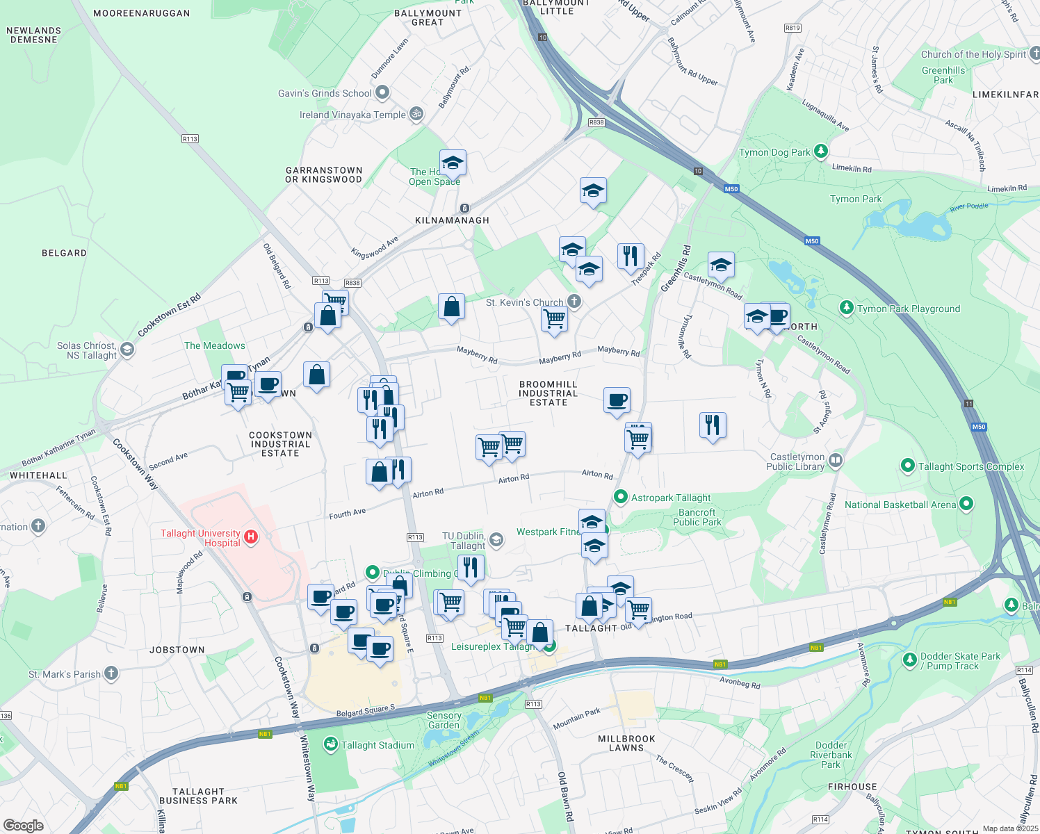 map of restaurants, bars, coffee shops, grocery stores, and more near in 