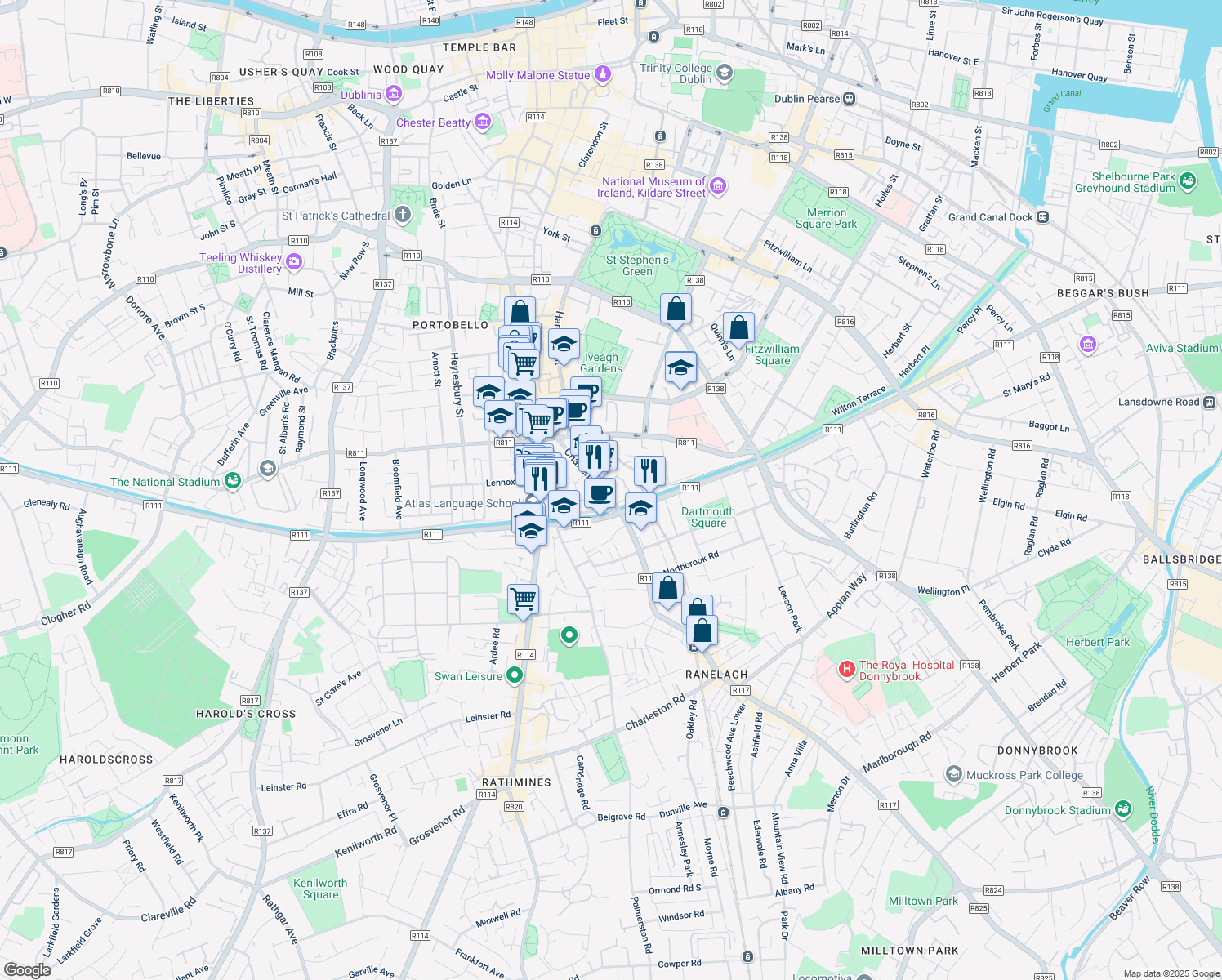 map of restaurants, bars, coffee shops, grocery stores, and more near in 