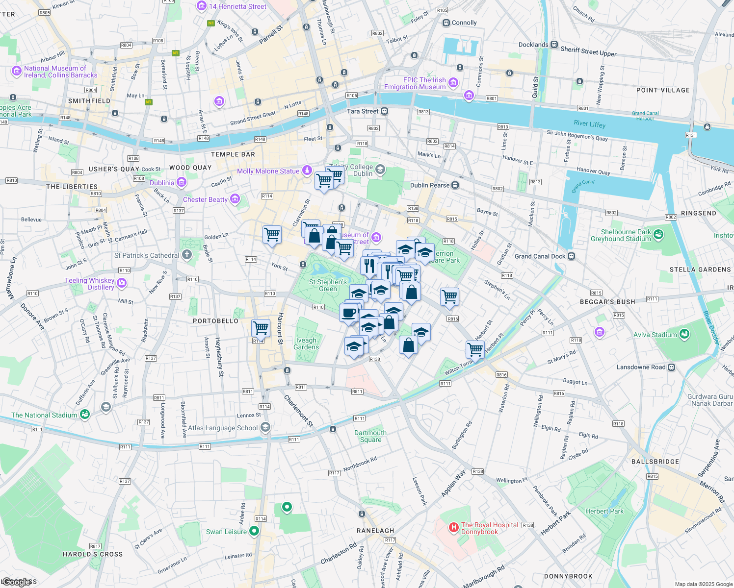 map of restaurants, bars, coffee shops, grocery stores, and more near in 