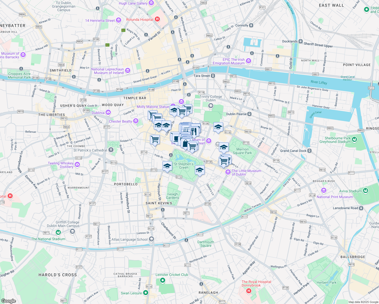 map of restaurants, bars, coffee shops, grocery stores, and more near in 