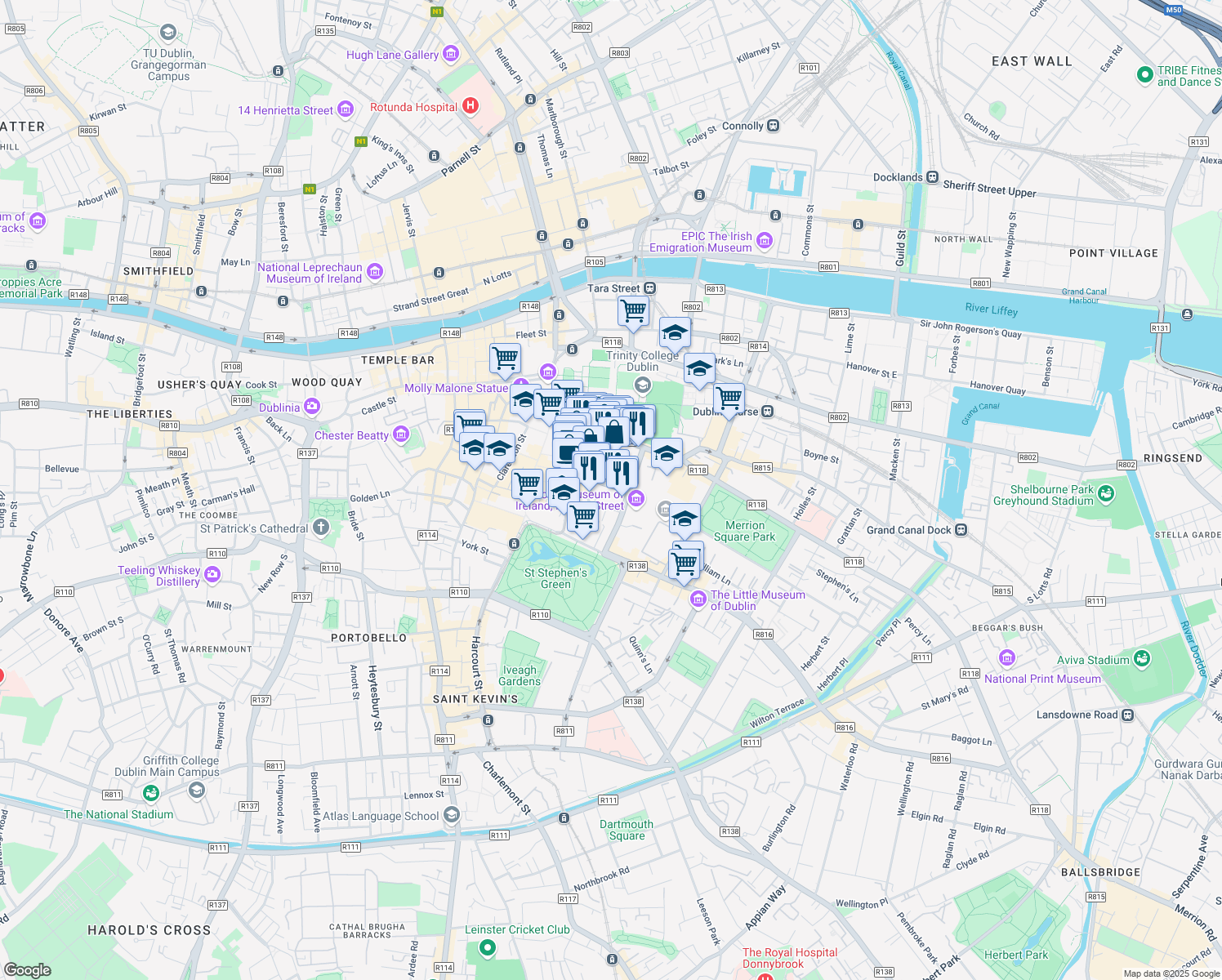 map of restaurants, bars, coffee shops, grocery stores, and more near in 