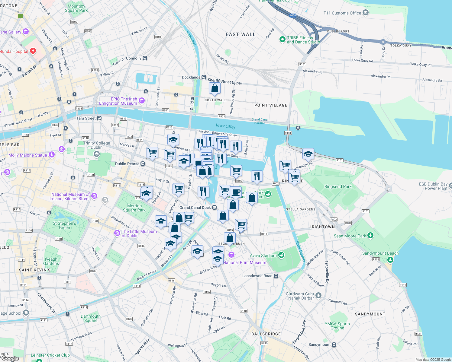 map of restaurants, bars, coffee shops, grocery stores, and more near in 