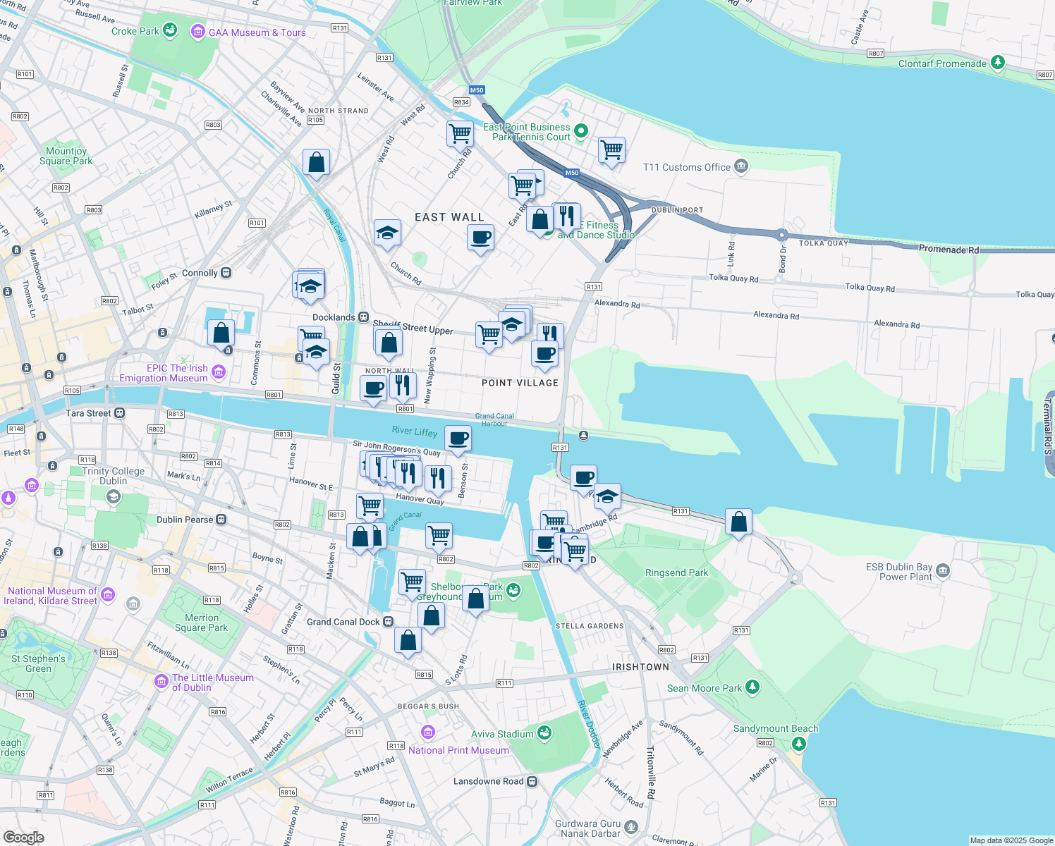 map of restaurants, bars, coffee shops, grocery stores, and more near in 