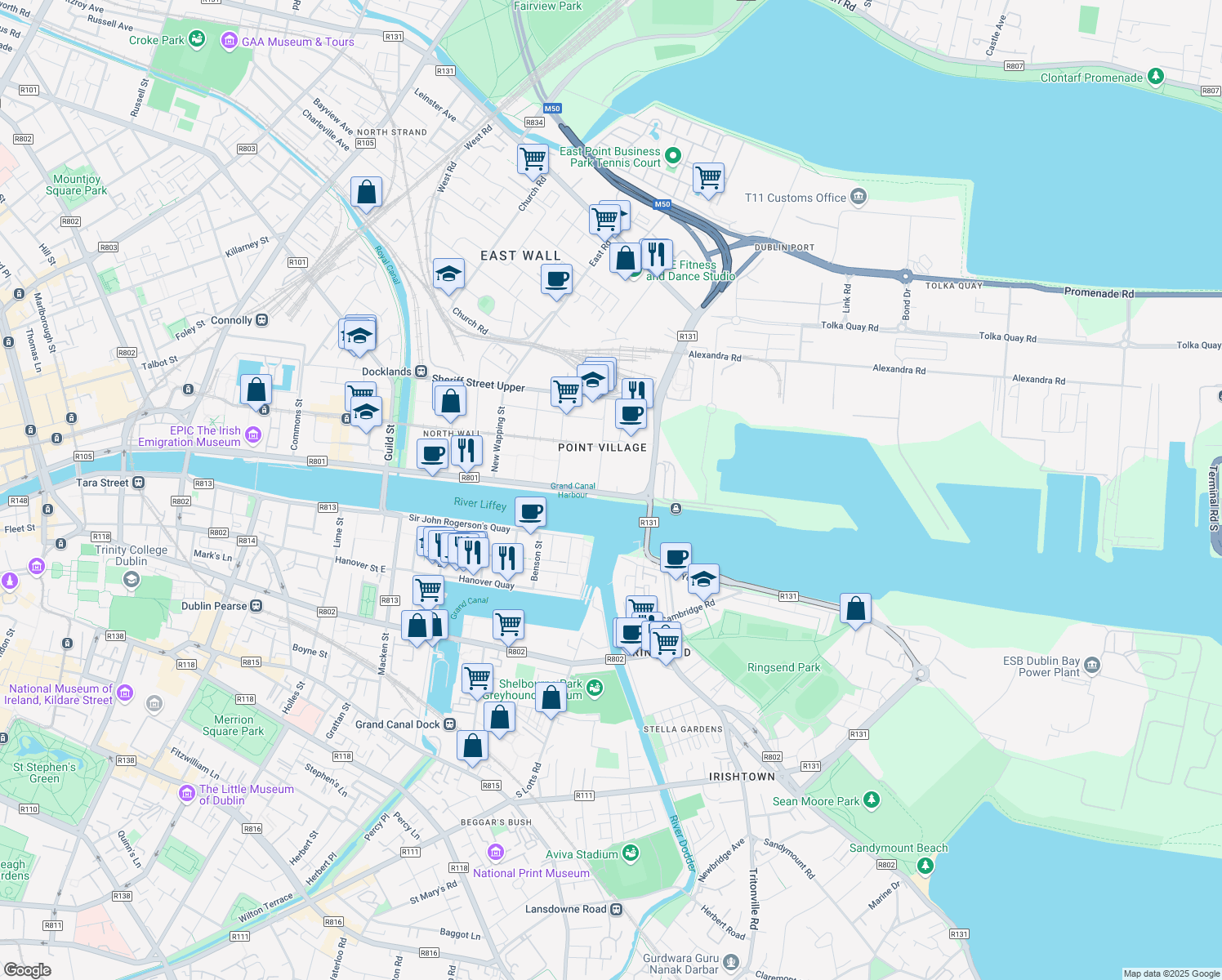map of restaurants, bars, coffee shops, grocery stores, and more near in 