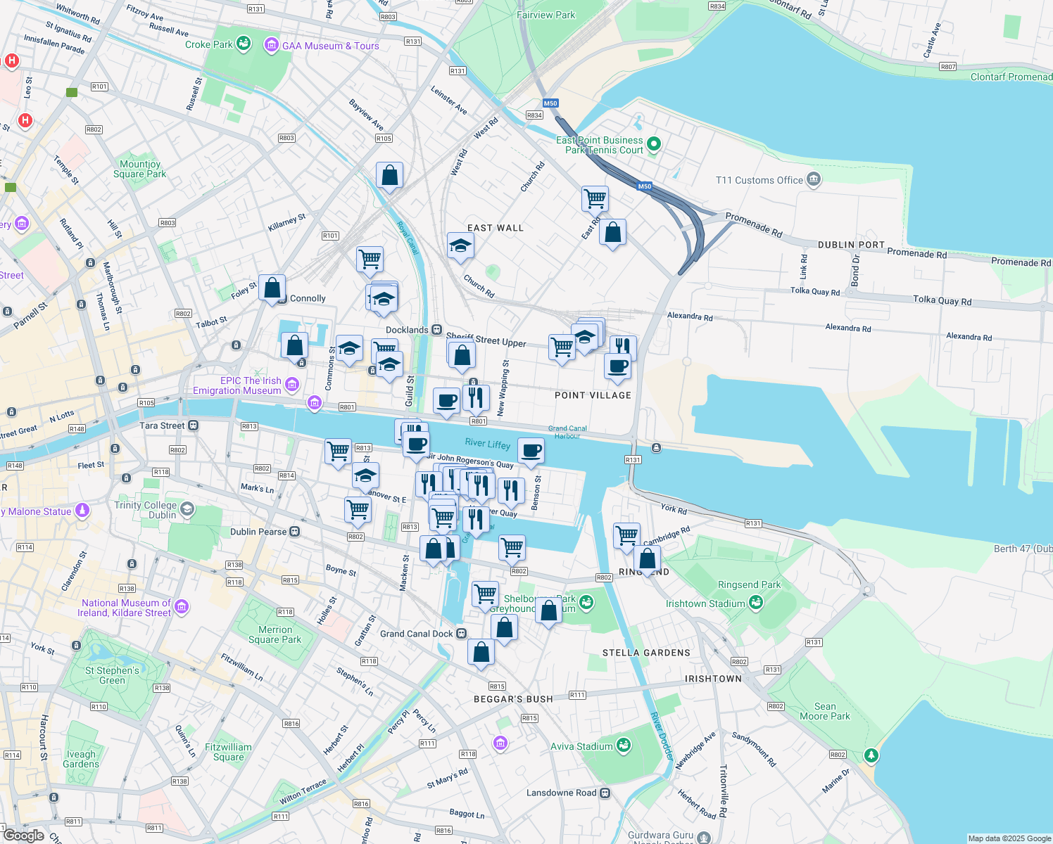 map of restaurants, bars, coffee shops, grocery stores, and more near in 