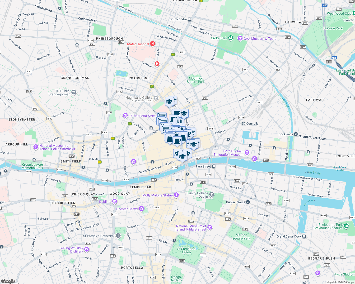 map of restaurants, bars, coffee shops, grocery stores, and more near in 