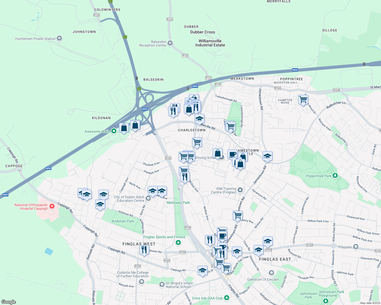 map of restaurants, bars, coffee shops, grocery stores, and more near in 