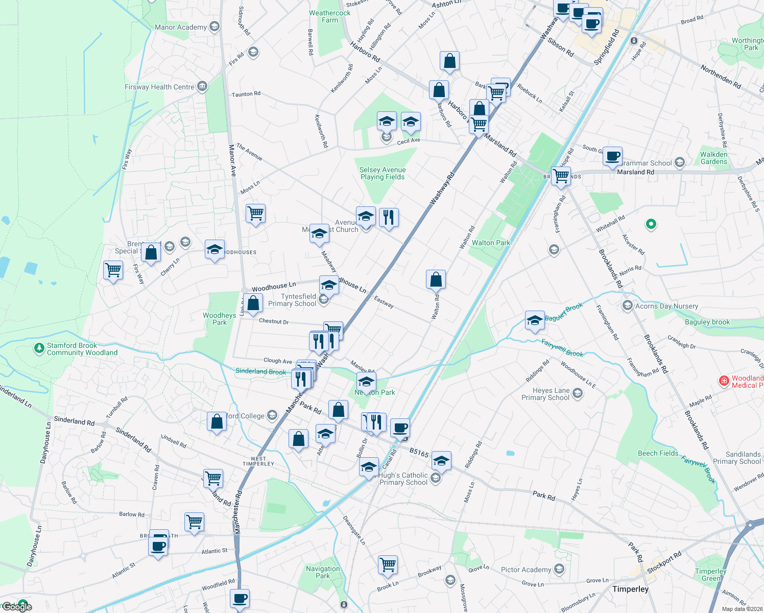 map of restaurants, bars, coffee shops, grocery stores, and more near in Sale