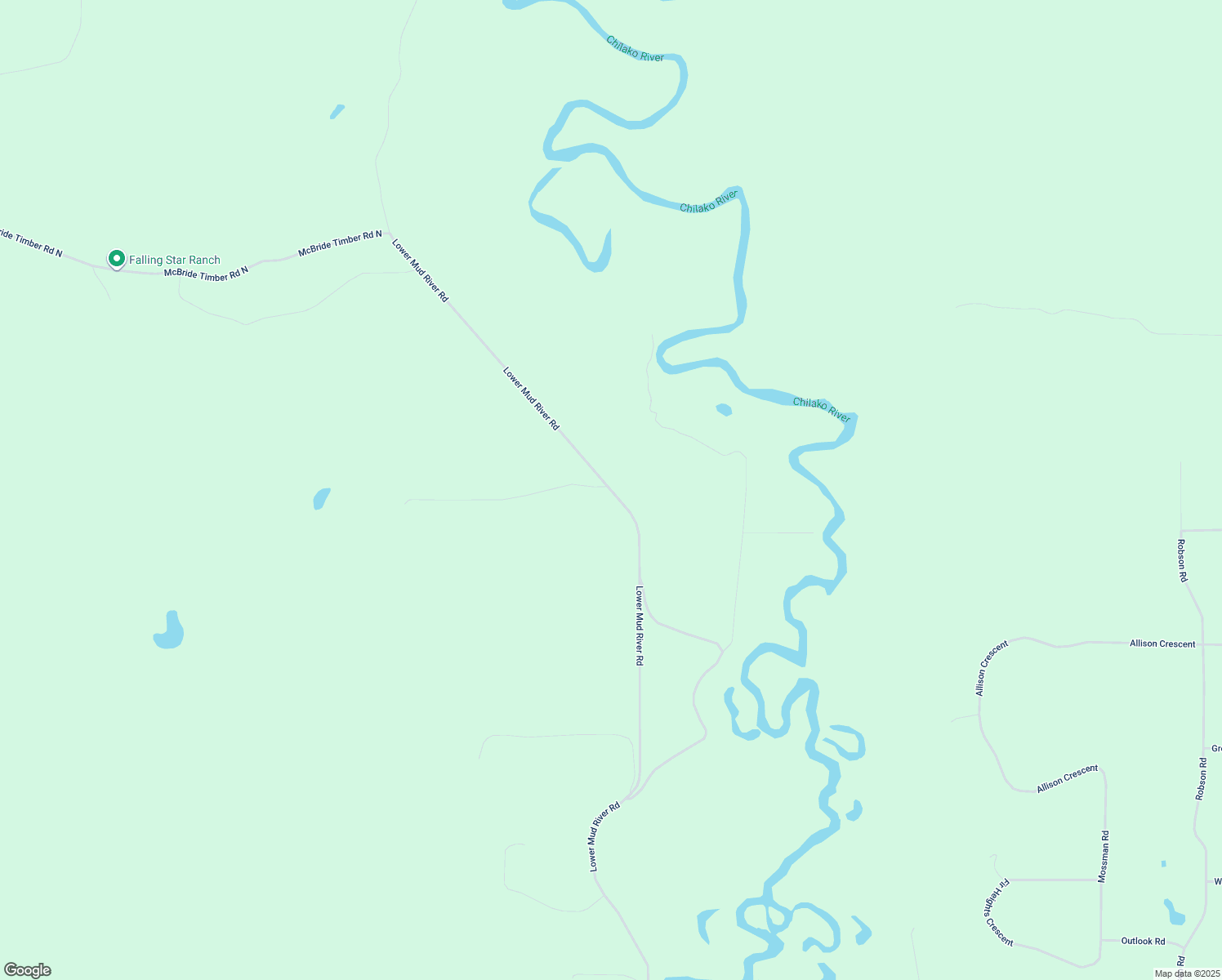 map of restaurants, bars, coffee shops, grocery stores, and more near 6505 Lower Mud River Road in Prince George