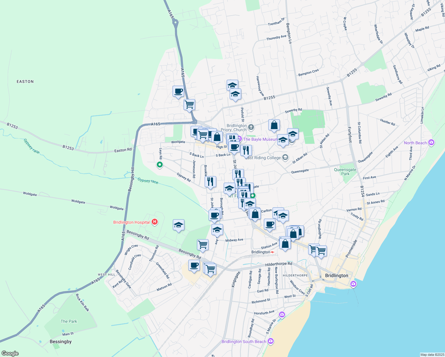 map of restaurants, bars, coffee shops, grocery stores, and more near Victory Way in East Riding of Yorkshire