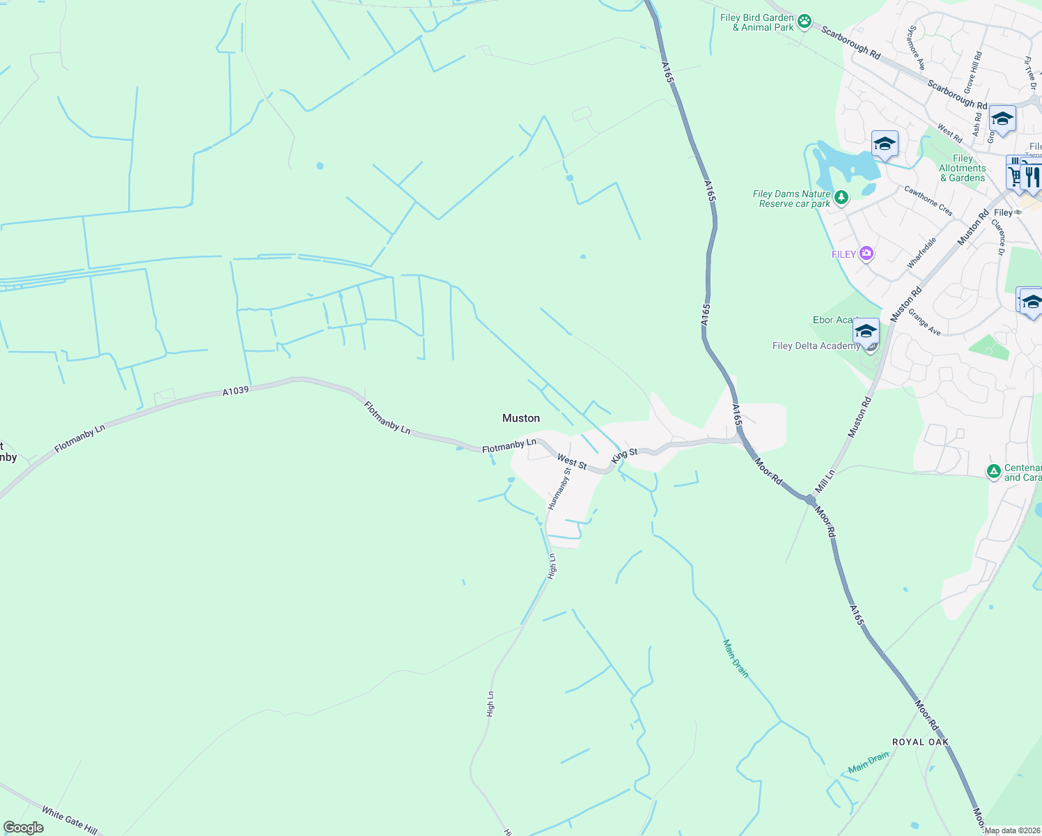 map of restaurants, bars, coffee shops, grocery stores, and more near in Muston