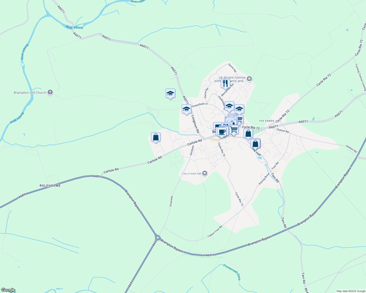 map of restaurants, bars, coffee shops, grocery stores, and more near in Cumberland