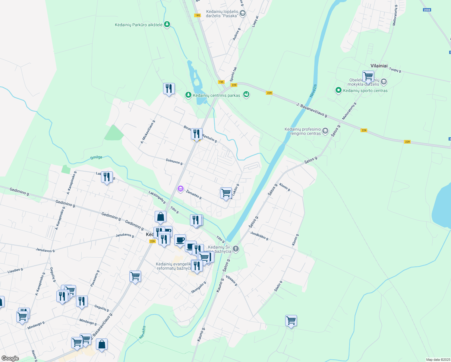 map of restaurants, bars, coffee shops, grocery stores, and more near in Kėdainiai